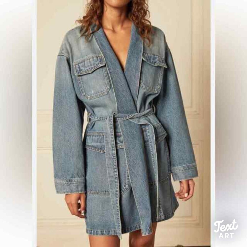 Boyish THE JOAQUIN Mini Jacket Oversized Dress XS Xtra Small in GILDA Light Blue